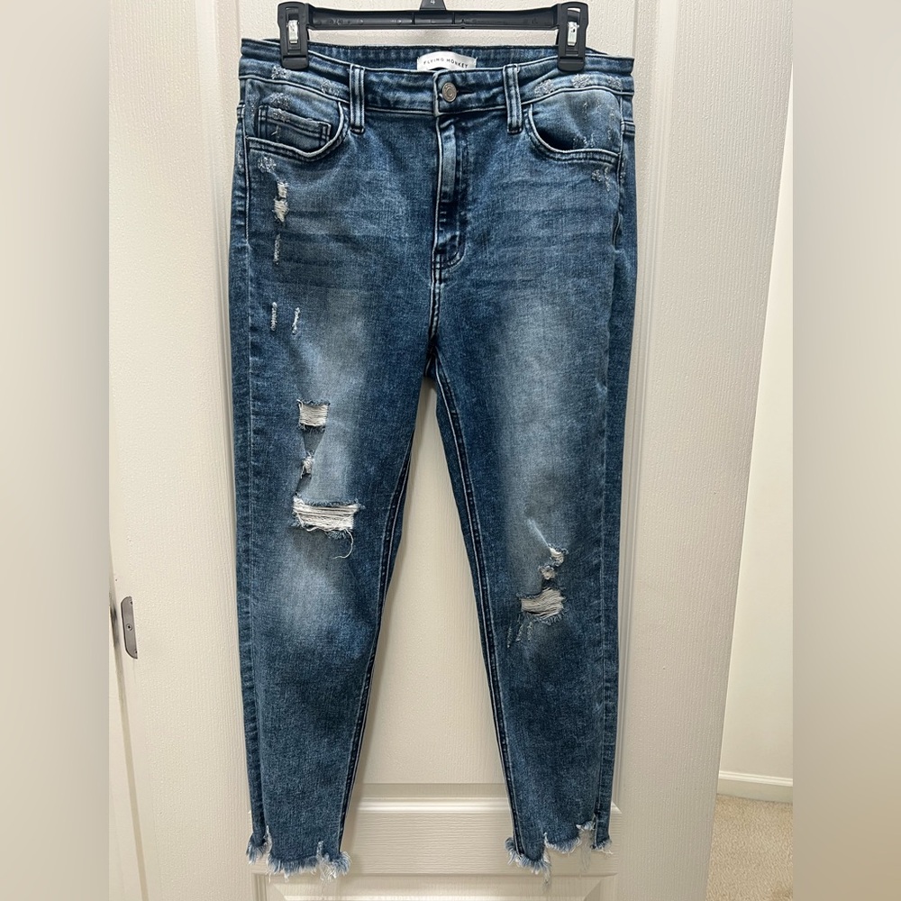 Flying Monkey Distressed Blue Skinny Jeans